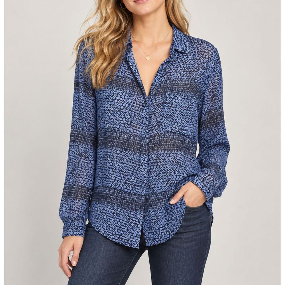 Cloth & Stone Tiffany Button-down Semi-sheer Floral Boho Lagenlook Coastal